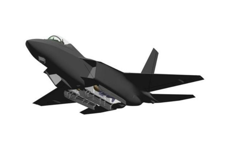  한국항공우주산업(KAI)이 공개한 KF-21EX 스텔스 전투기 콘셉트 이미지. 내부 무장창과 전자광학 표적추적 시스템(EOTS) 탑재로 스텔스 성능을 극대화했으며, 2030년대 실전 배치를 목표로 유·무인 복합운용 능력 확보를 추구한다. 사진=KAI