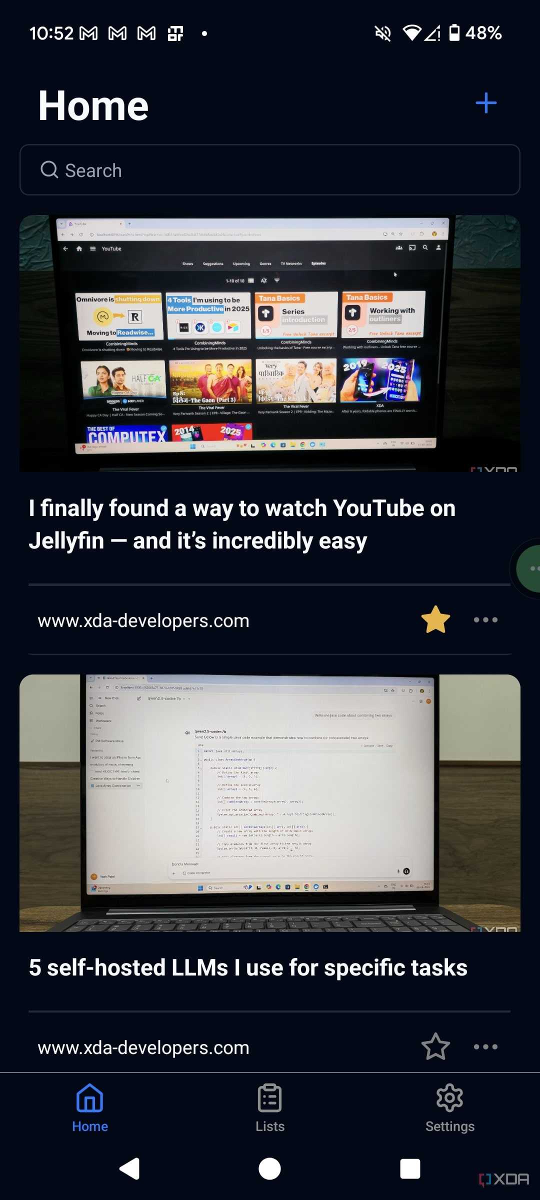 Home page in karakeep mobile app