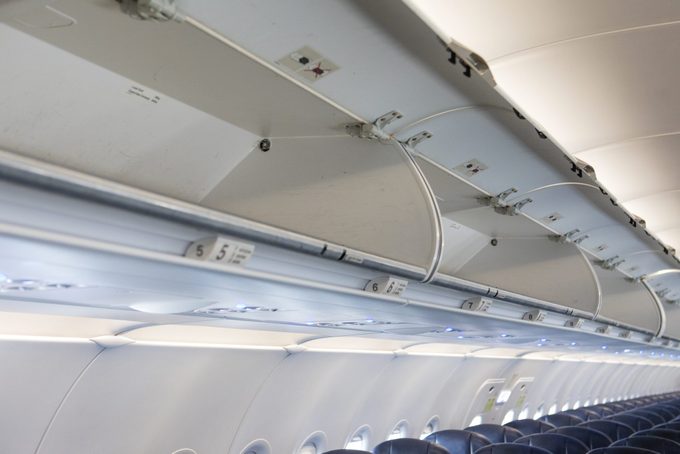 Overhead Luggage Storage On Empty Airplane