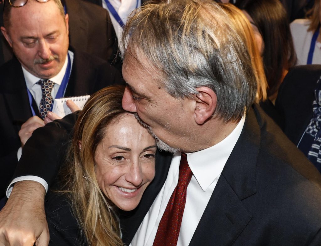 Arianna Meloni e Francesco Rocca (foto Ansa).