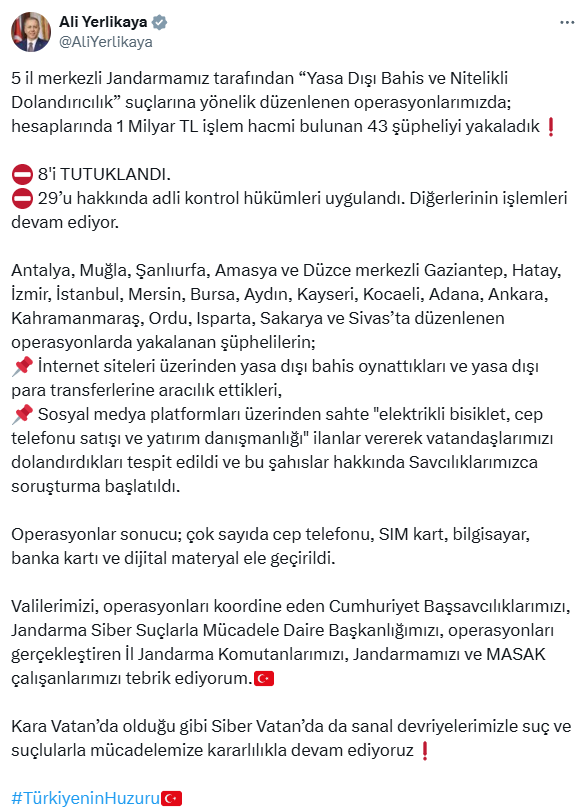 Yasa dışı bahis reklamı yapan 30 sosyal medya hesabına erişim engellendi