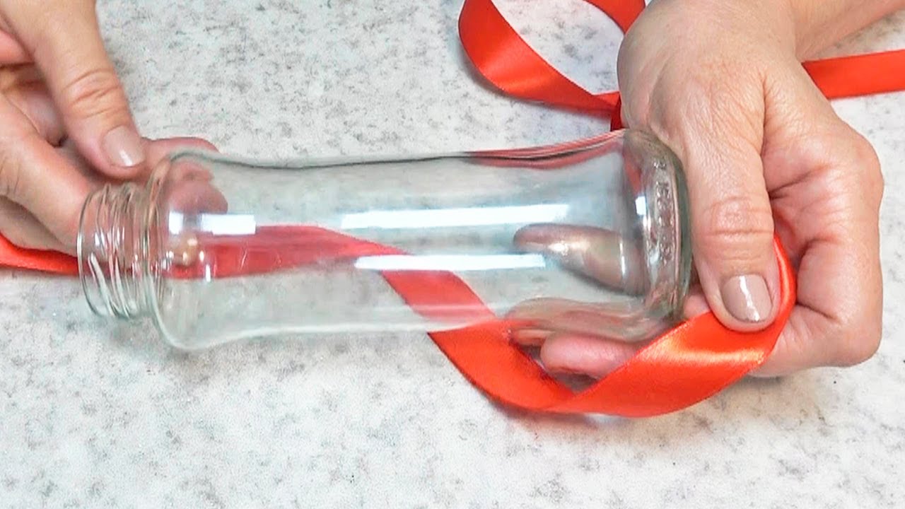 DIY Glass Jar and Ribbon Craft
