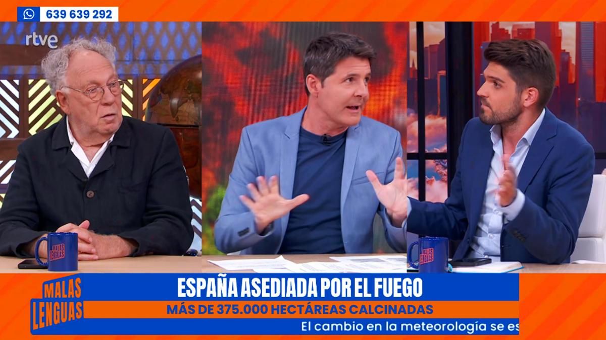 Jesús Cintora frena a un tertuliano de 'Malas lenguas' por su comentario  sobre la gestión de los incendios: "Bulos, no"