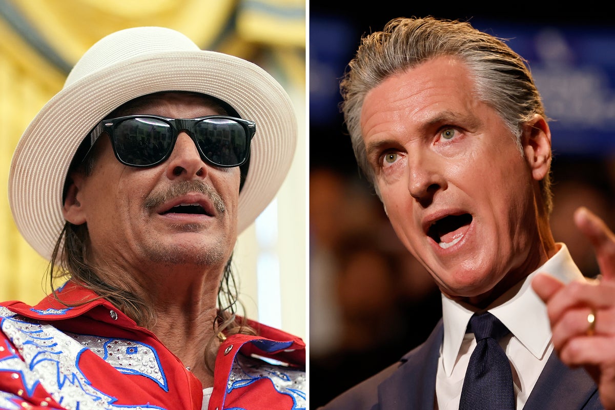 Kid rock hits back with lewd insult after newsom mocks him with trump