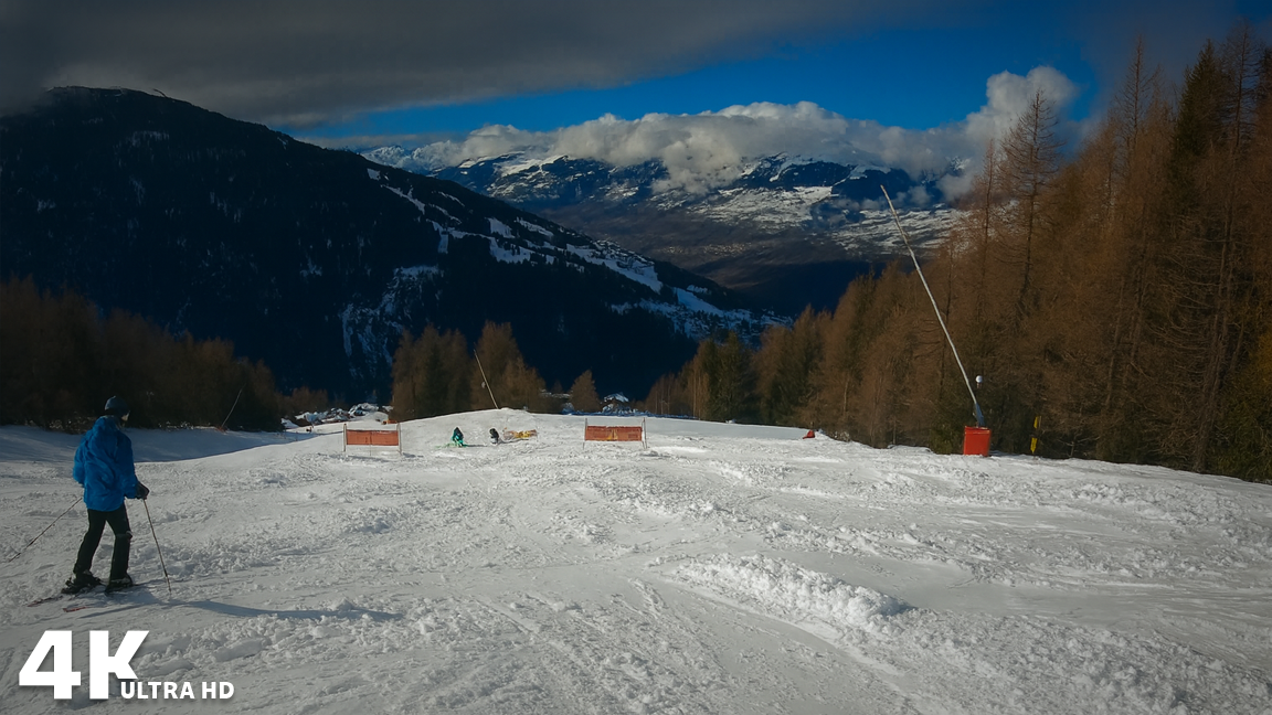 Ski Tour on the Grand Renard Slope Les Arcs Resort France (4K) Ski Tour on the Grand Renard Slope Les Arcs Resort France (4K)