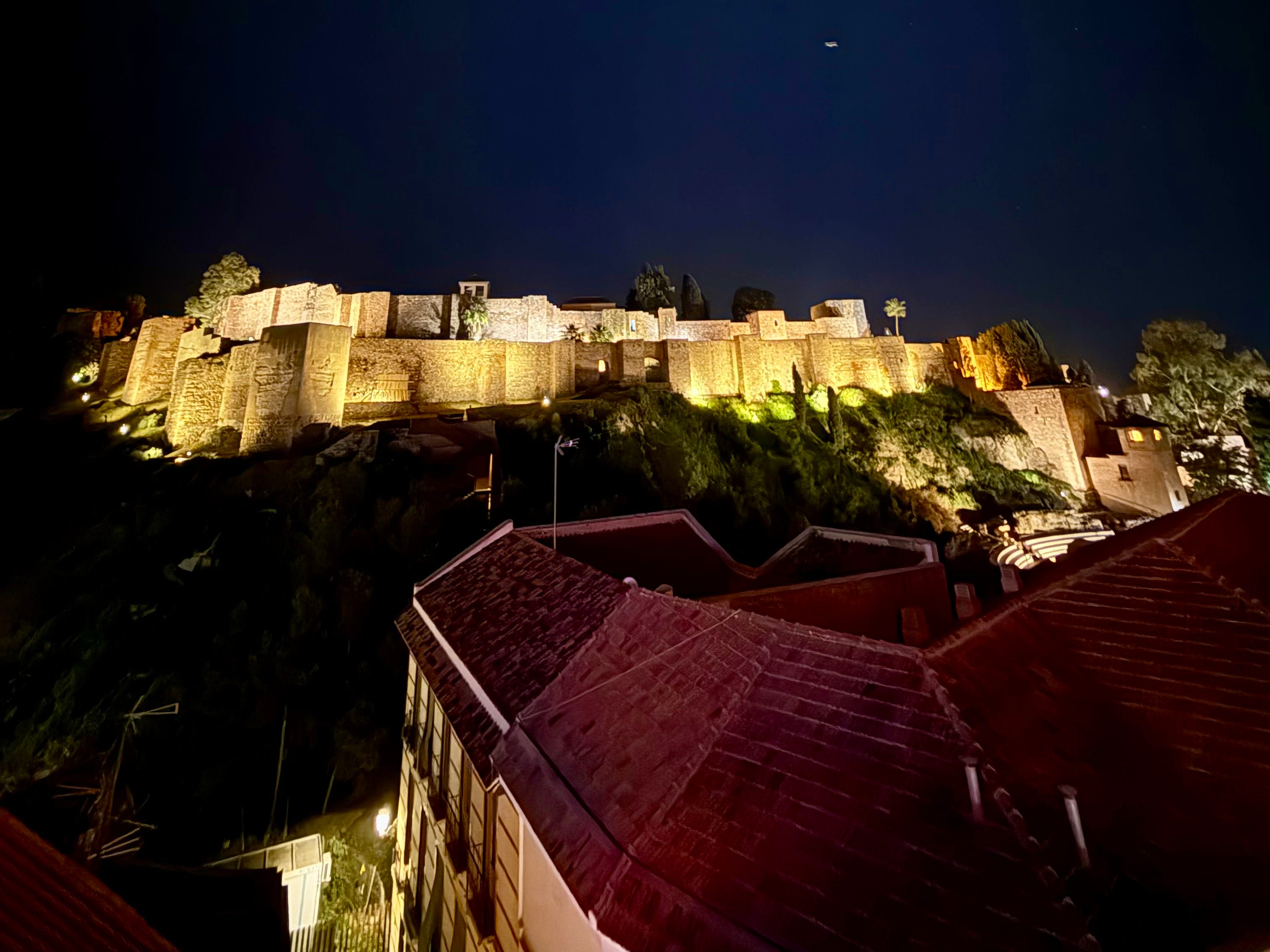 A night view of the Alcazaba of Málaga.