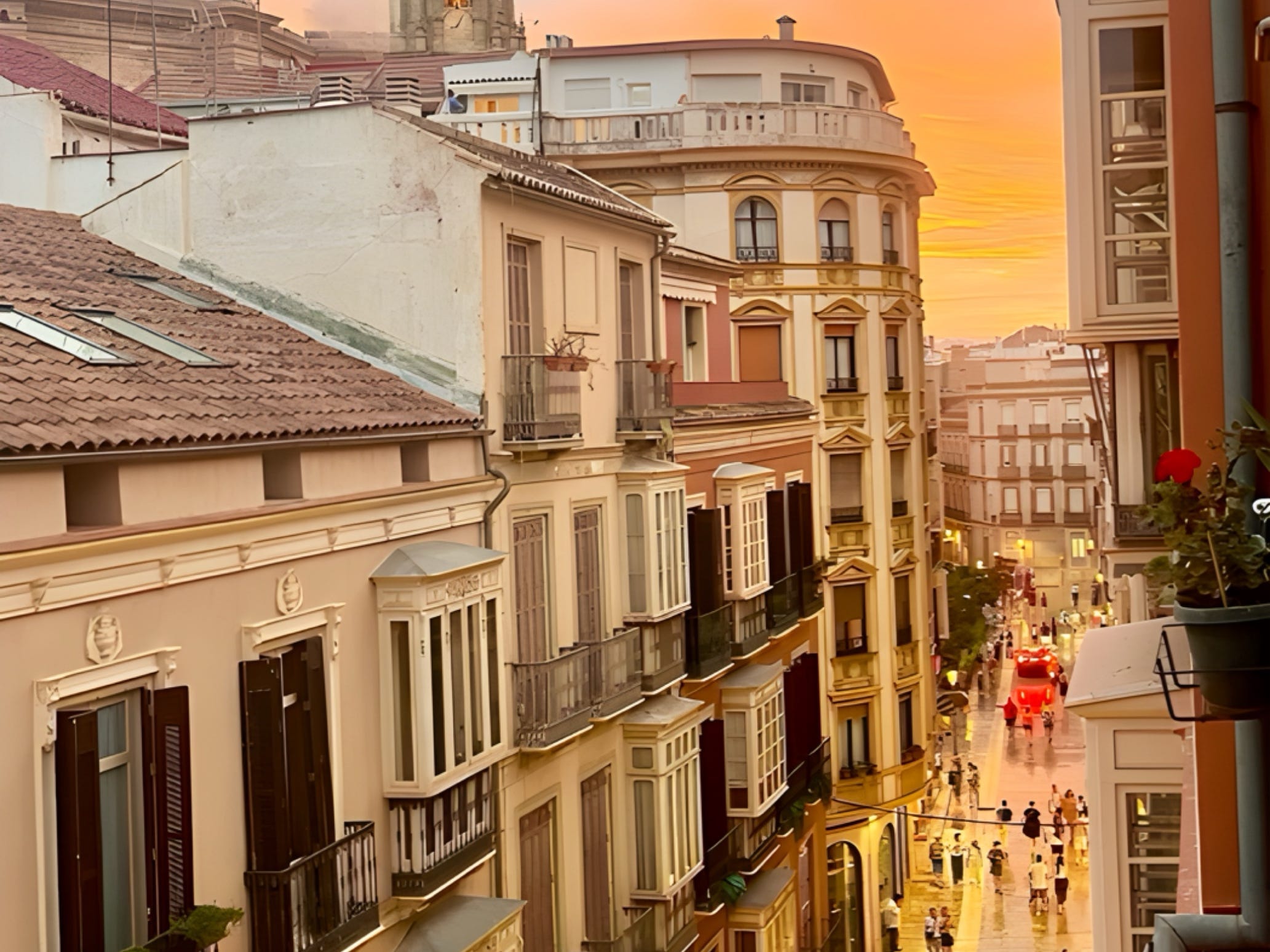 A view of a Spanish street from a terrace.