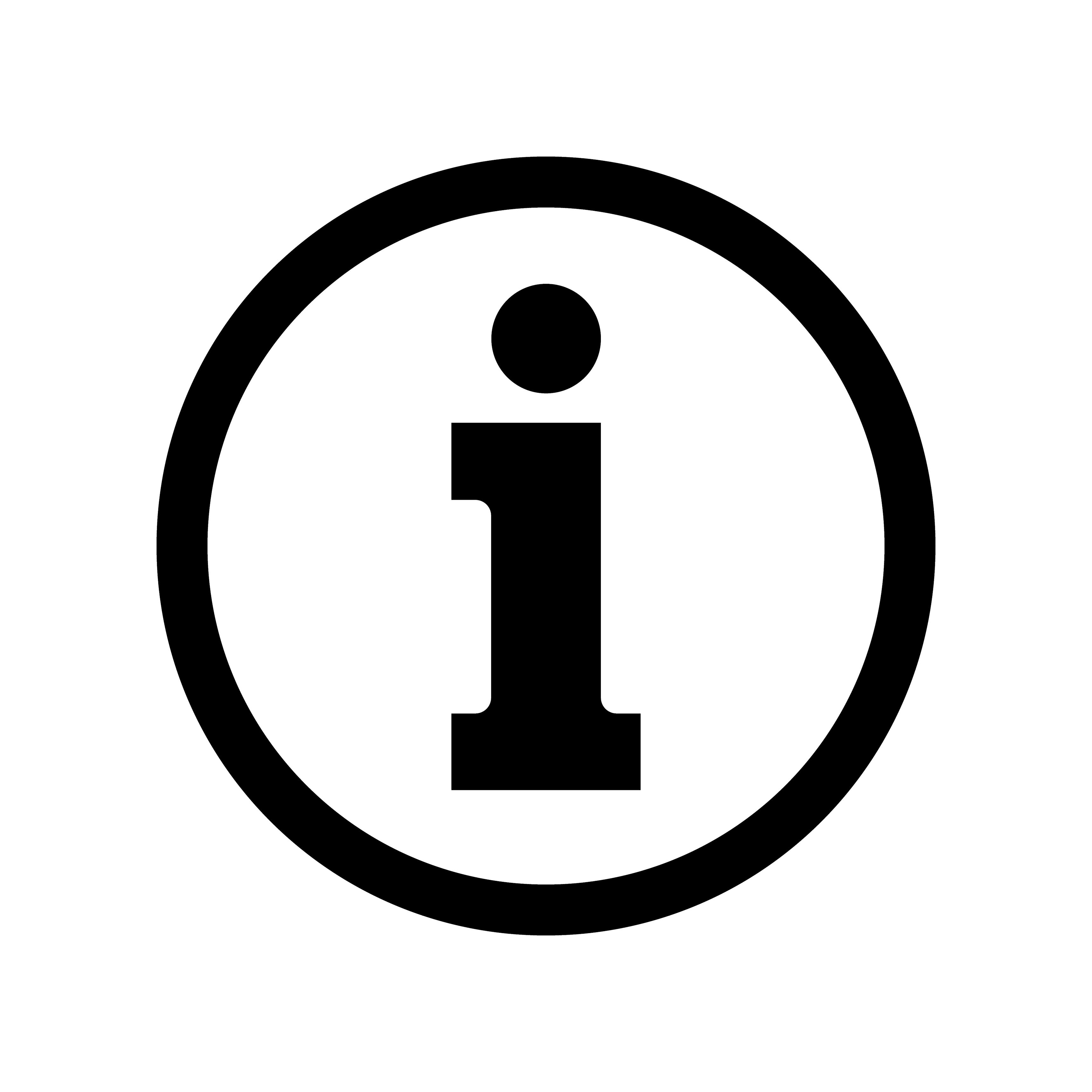Information icon, represented by a lowercase "i" inside a circle, indicating the presence of details or help available