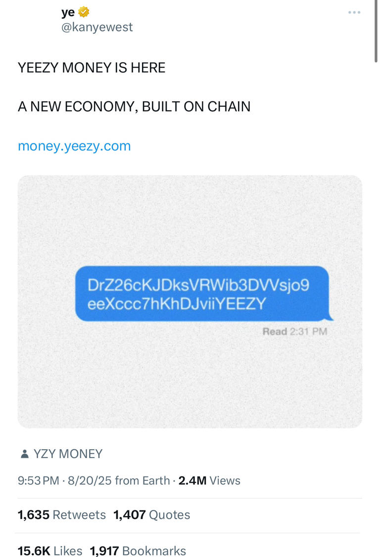 Kanye West Launches Meme Coin, Hits $3 Billion in Market Cap Before Crashing