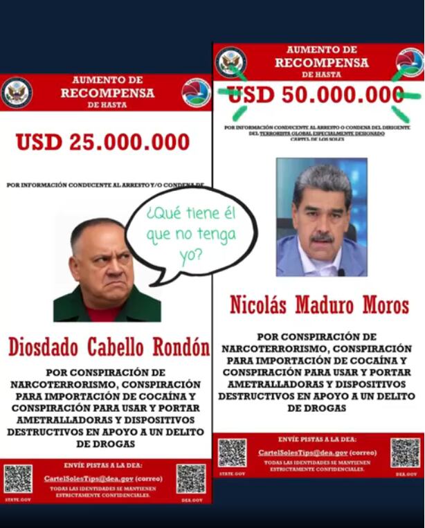 Cabello y Maduro, foto de redes sociales.