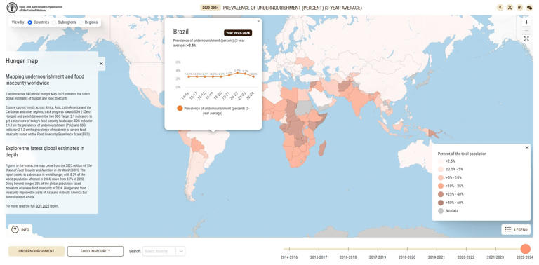 Captura de tela feita em 8 de agosto de 2025 do Mapa da Fome