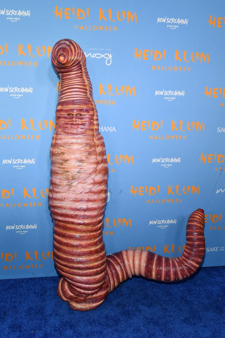 Klum's costume at her 21st annual Halloween party in 2022, when she seemed to be on a better footing with worms than she is now. / Noam Galai / Getty Images for Heidi Klum