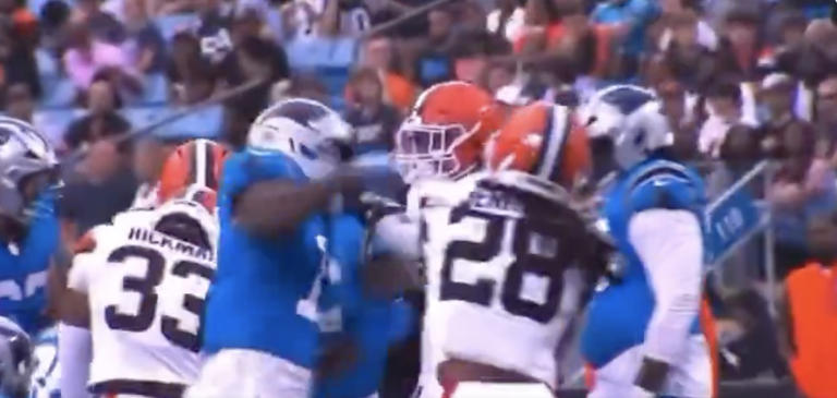 Panthers' Xavier Legette, Browns' Rayshawn Jenkins brawl in first preseason  game