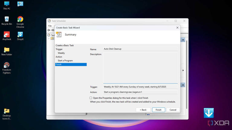 Creating Auto Disk Cleanup task using Task Scheduler
