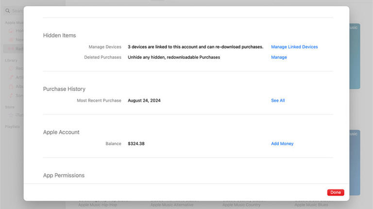 A screenshot of the Manage Devices page in macOS.