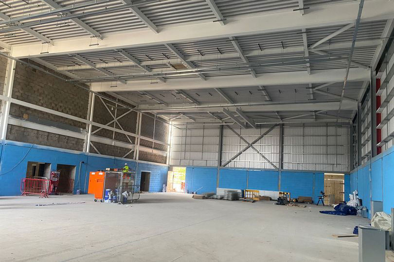 Reason Bedworth #39 s new indoor sports hall is blue Reason Bedworth #39 s new indoor sports hall is blue