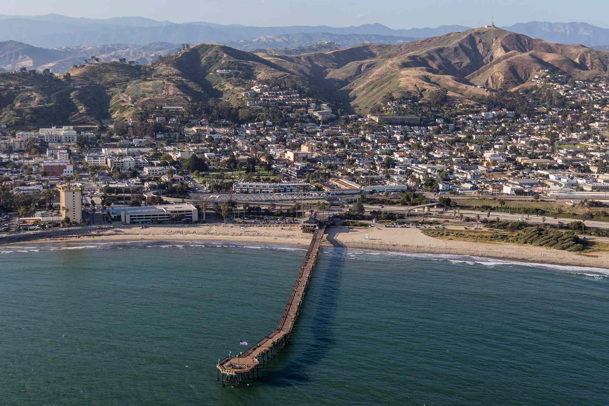 Aerial view of the Ventura pier.