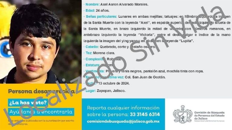 La Comisión de Búsqueda del Estado de Jalisco reportó que la víctima fue vista por última vez el 13 de octubre de 2024, en la colonia San Juan de Ocotán Foto: FGE