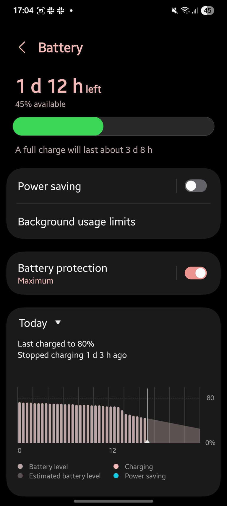 Screenshot showing battery protection feature in One UI