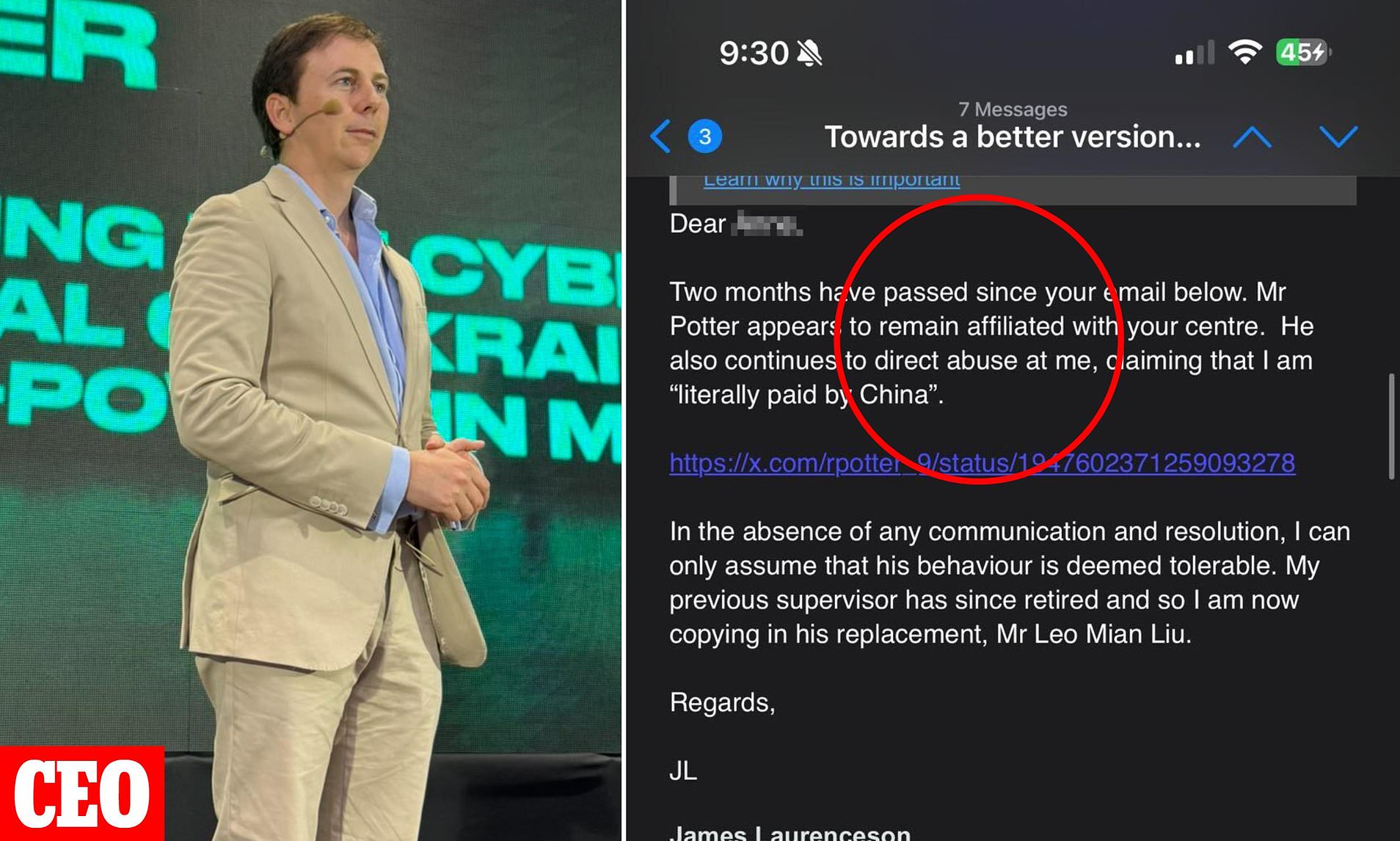 Leaked emails expose plot to get Aussie CEO fired over China social