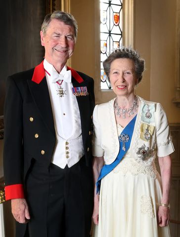 Vice Admiral Sir Timothy Laurence and Princess Anne in her official 75th birthday portrait