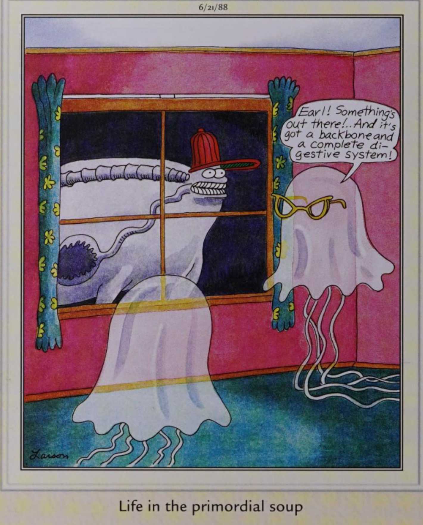 Far Side, June 21, 1988, 'life in the primordial soup'