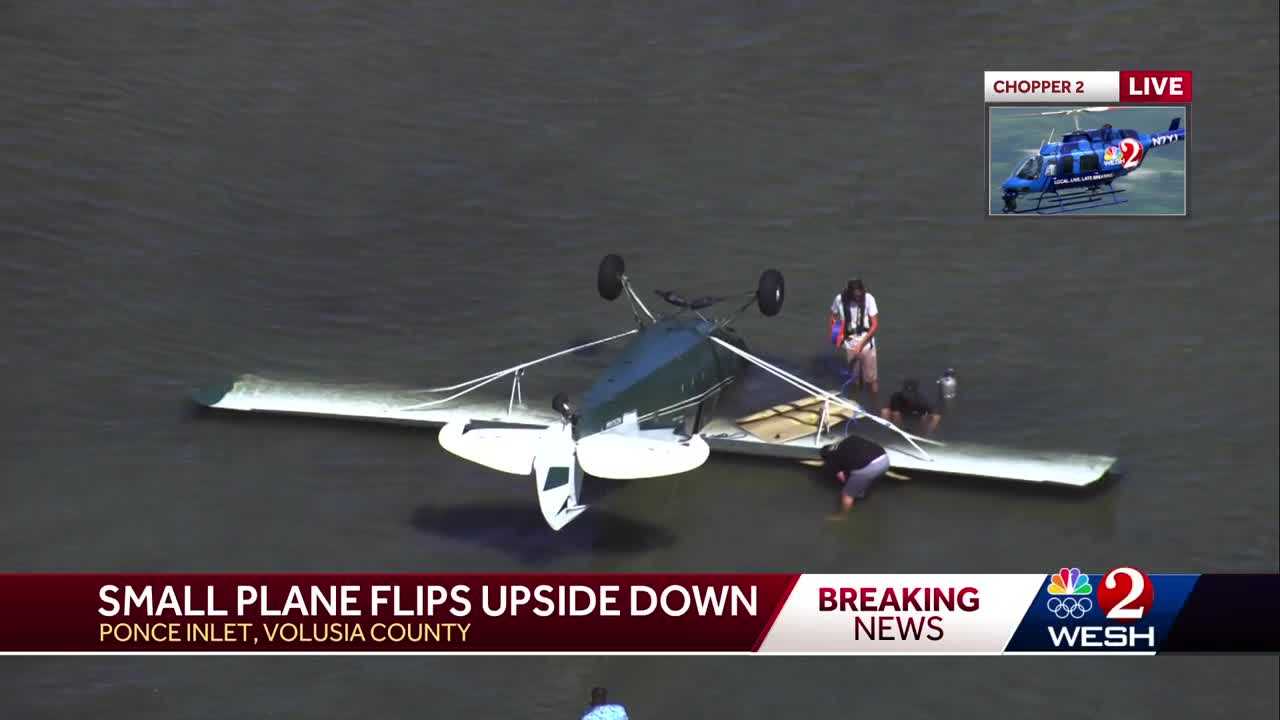 Plane crashes upside down in water at Ponce Inlet