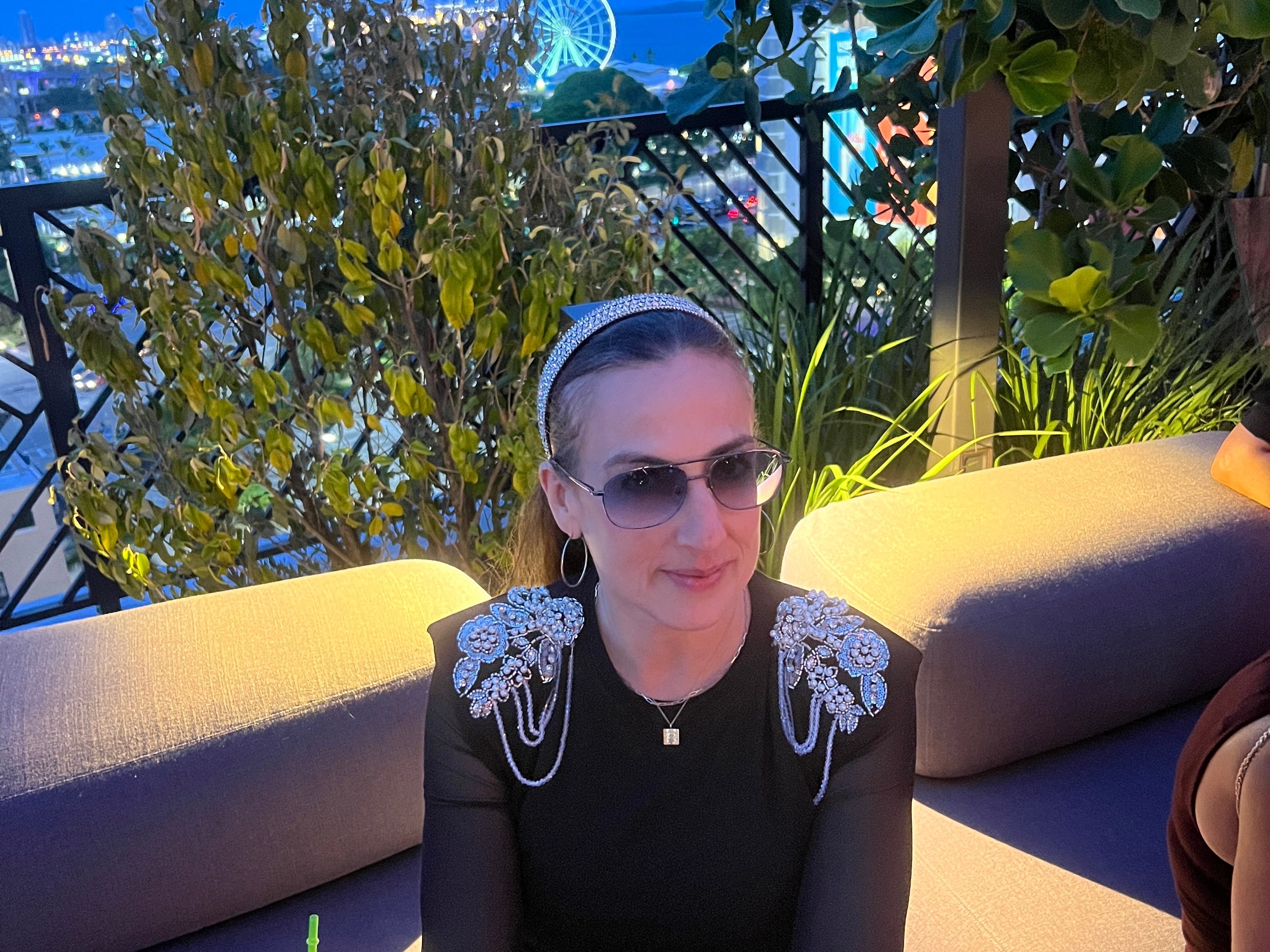 Esther Fink in black long sleeve shirt