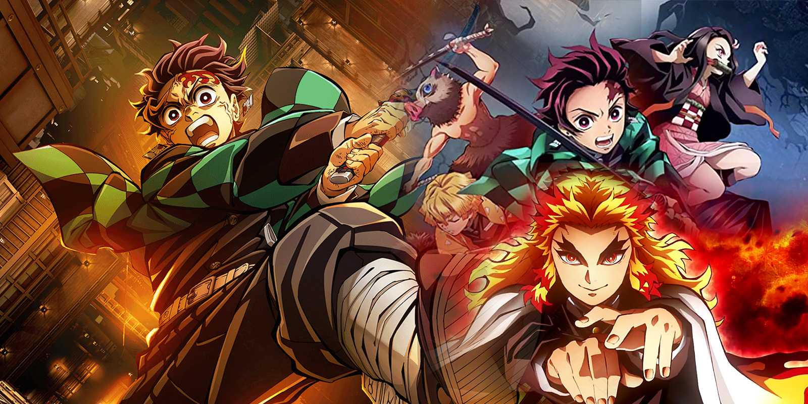Tanjiro from the Demon Slayer Infinity Castle anime movie with Mugen Train poster