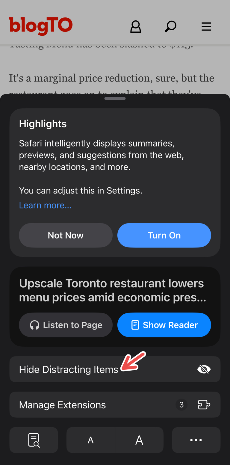 Using Distraction Control with Safari.