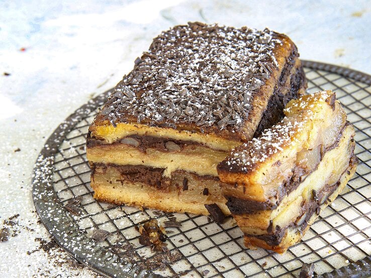 Croque Cake mit Apfel-Birnen-Schokolade: Kuchenglück!