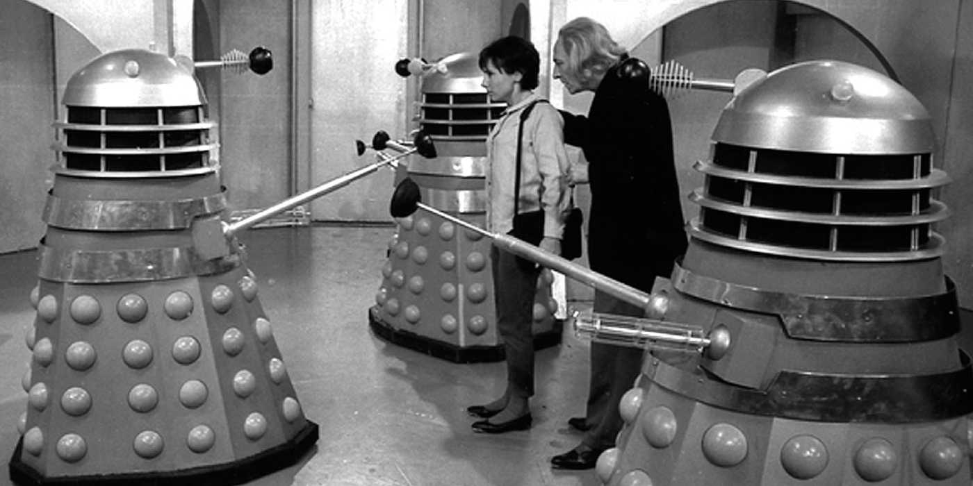 The First Doctor and Susan face the Daleks in Doctor Who.