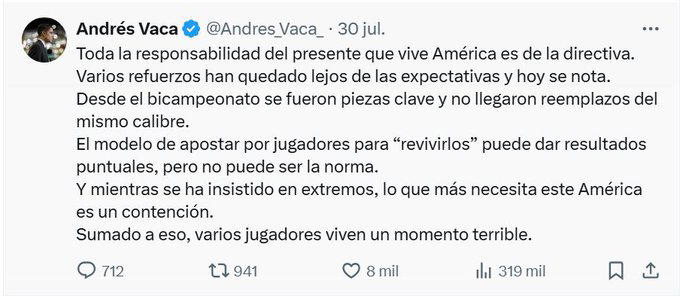 ¿Vetado por Baños? Andrés Vaca rompe el silencio tras ausencia en transmisión del América vs Querétaro