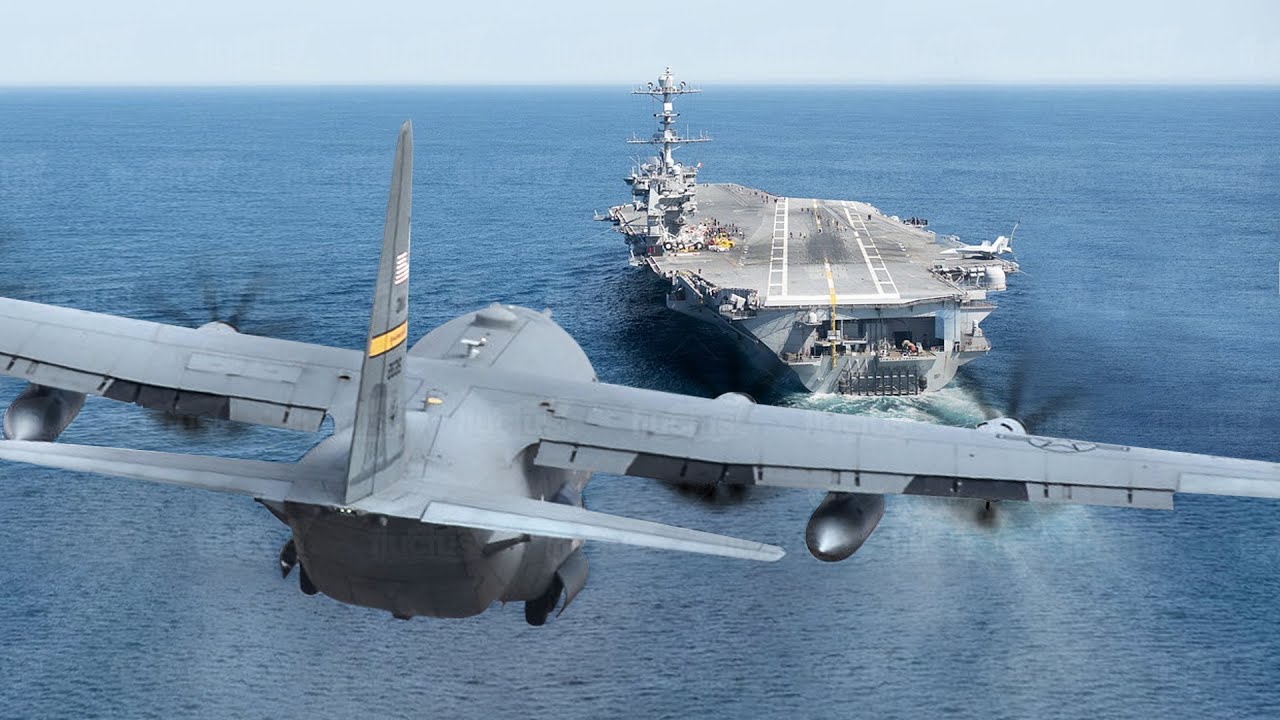 The US lands largest plane on aircraft carrier at sea<br><br>