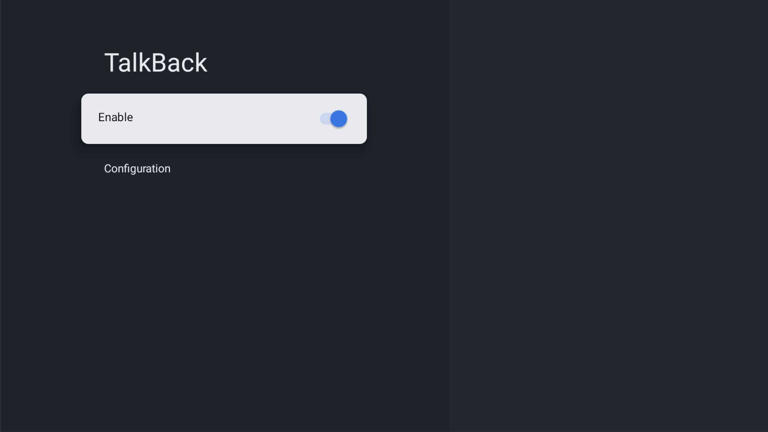 Talkback feature on Google TV