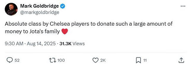 Chelsea to donate slice of £11m Club World Cup bonus pot to family of Diogo Jota and Andre Silva