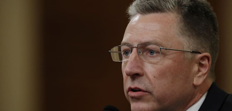 Ambassador Kurt Volker, former special envoy to Ukraine testifies before the House Intelligence Committee on Capitol Hill in Washington, Tuesday, Nov. 19, 2019, during a public impeachment hearing of President Donald Trump's efforts to tie U.S. aid for Ukraine to investigations of his political opponents. (AP Photo/Alex Brandon)