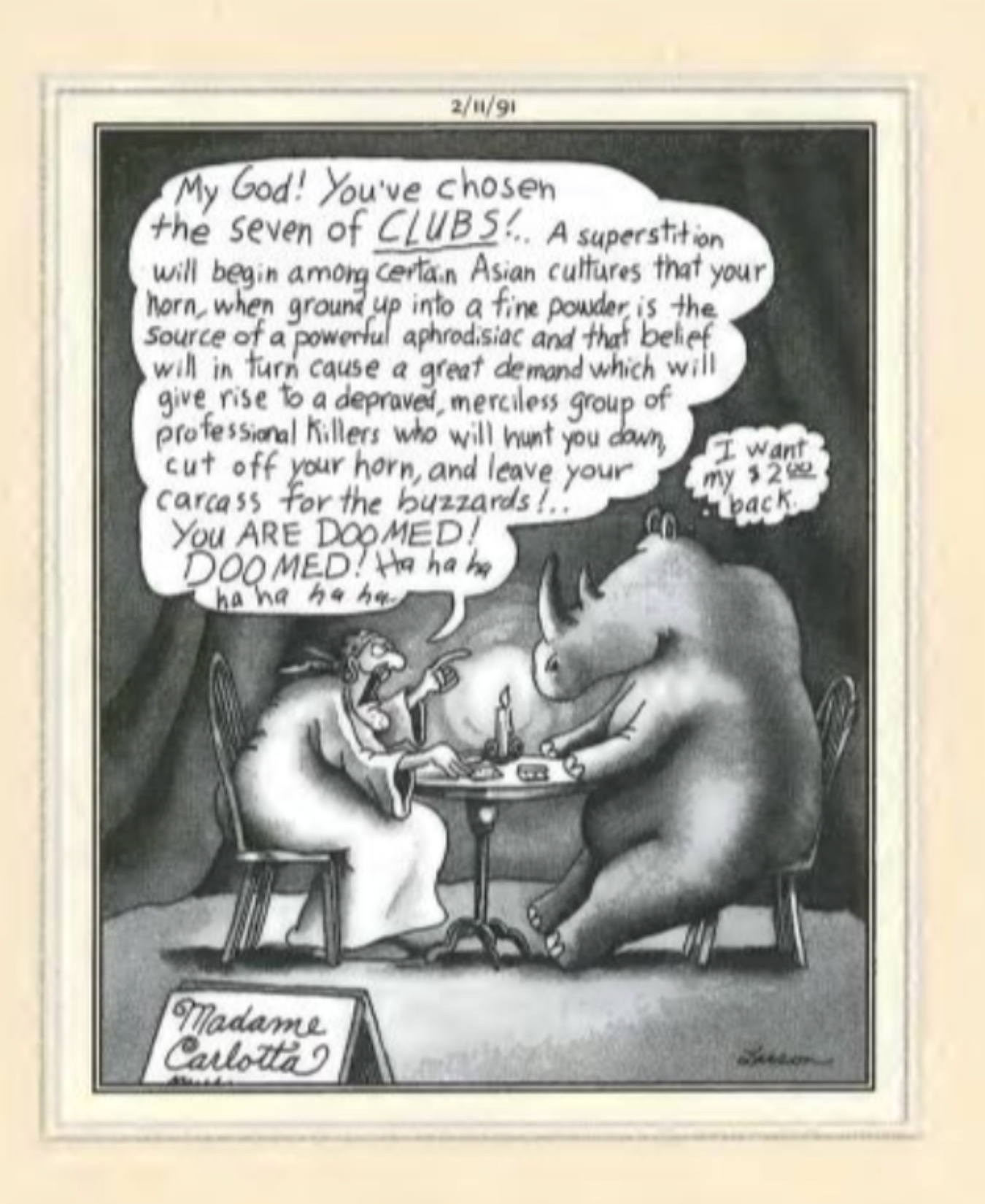 The Far Side Rhino fortune