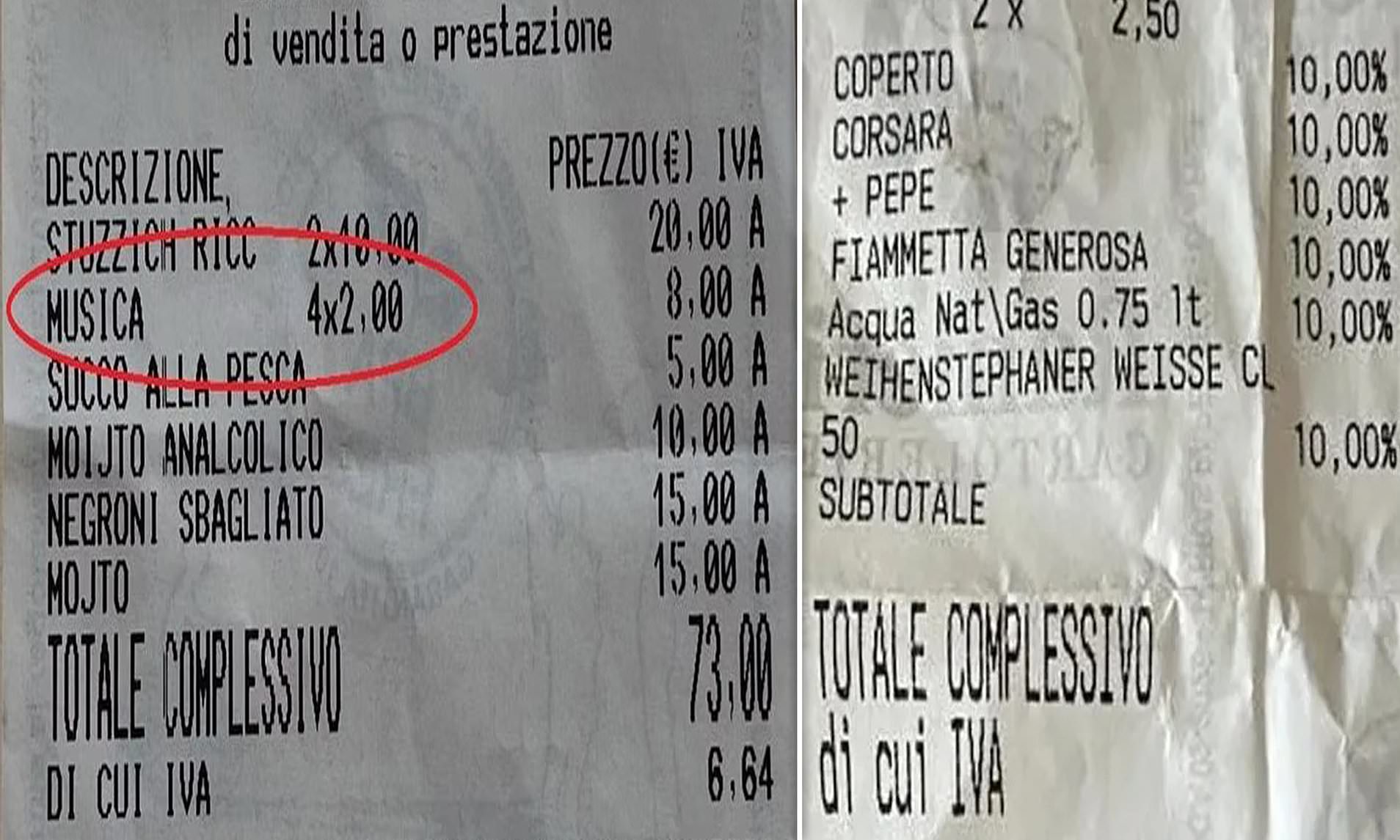 Italian restaurant sparks fury by charging eight euros for background music