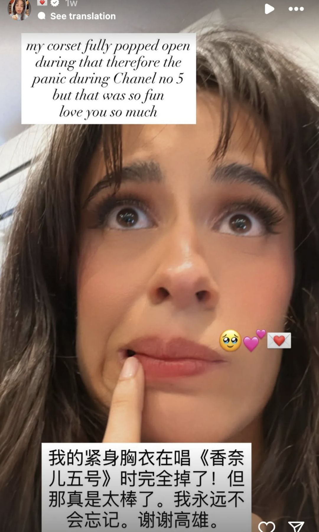 Camila Cabello's candid reaction to wardrobe malfunction during live