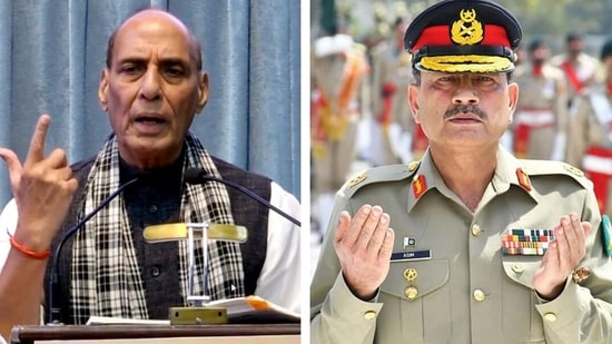 Union defence minister Rajnath Singh and Pakistan's Army chief General Asim Munir.