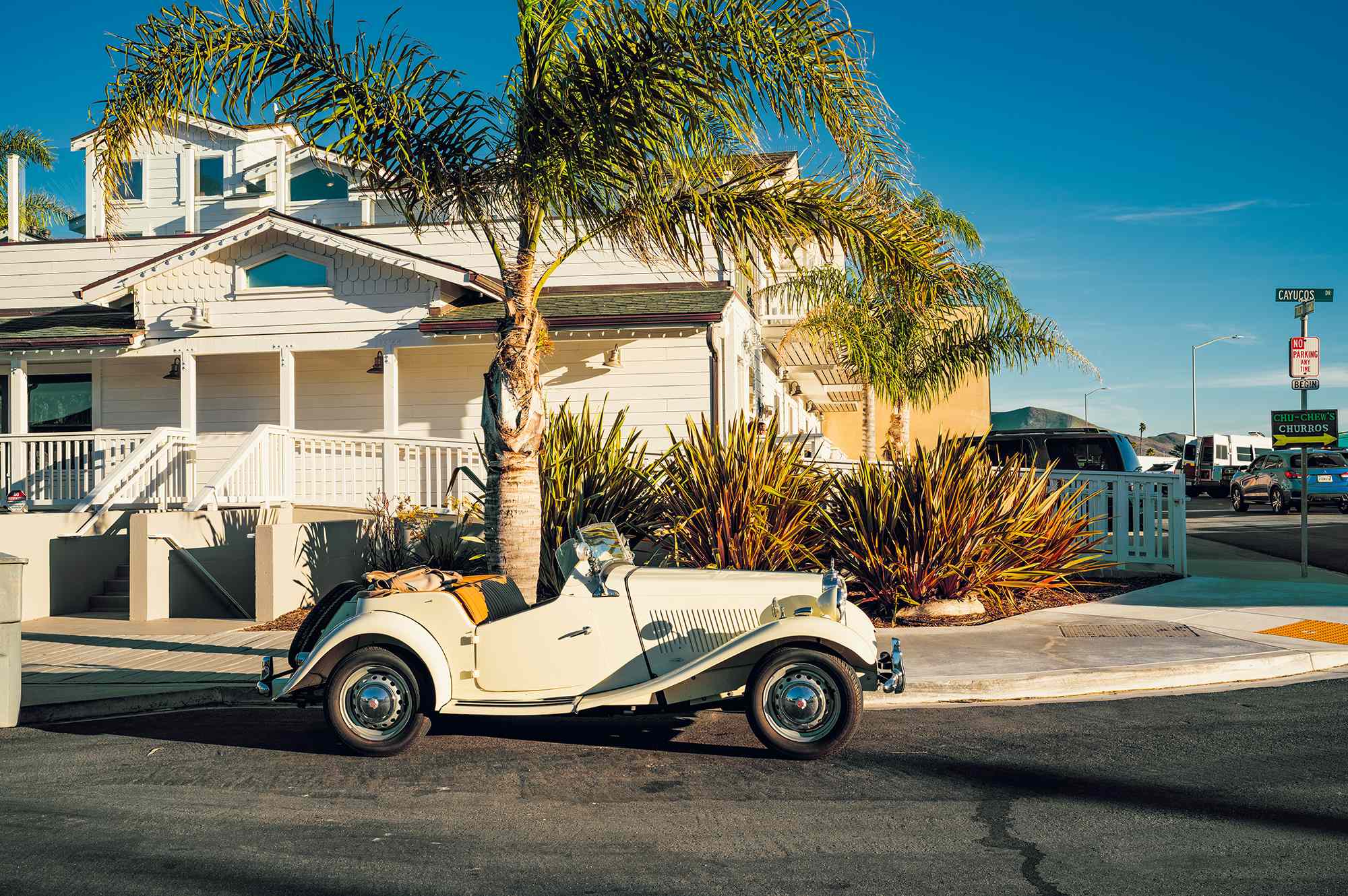 A vintage car on the street of Cayucos, California.