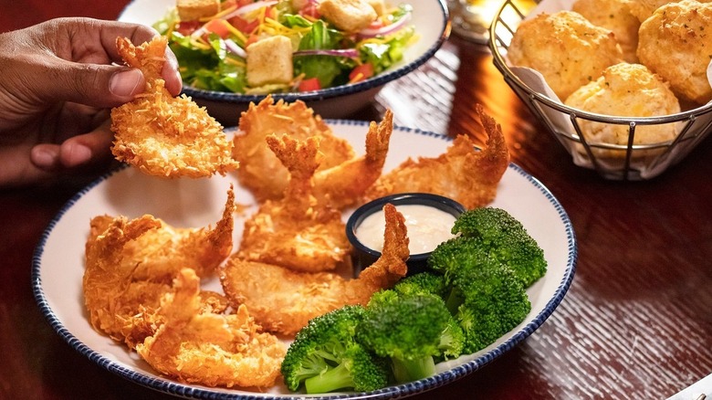 A plate of Parrot Isle Jumbo Coconut Shrimp at Red Lobster