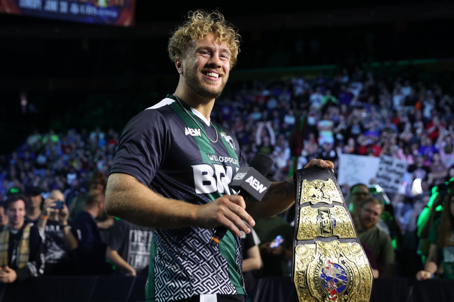 Will Ospreay beams at the crowd on AEW Dynamite