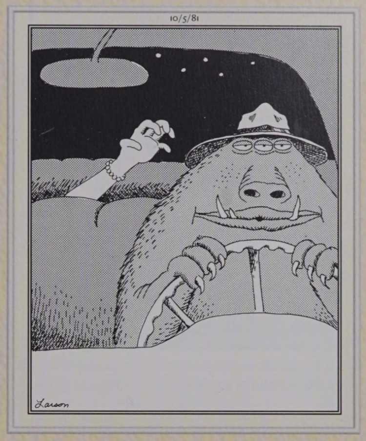 A monster drives a car