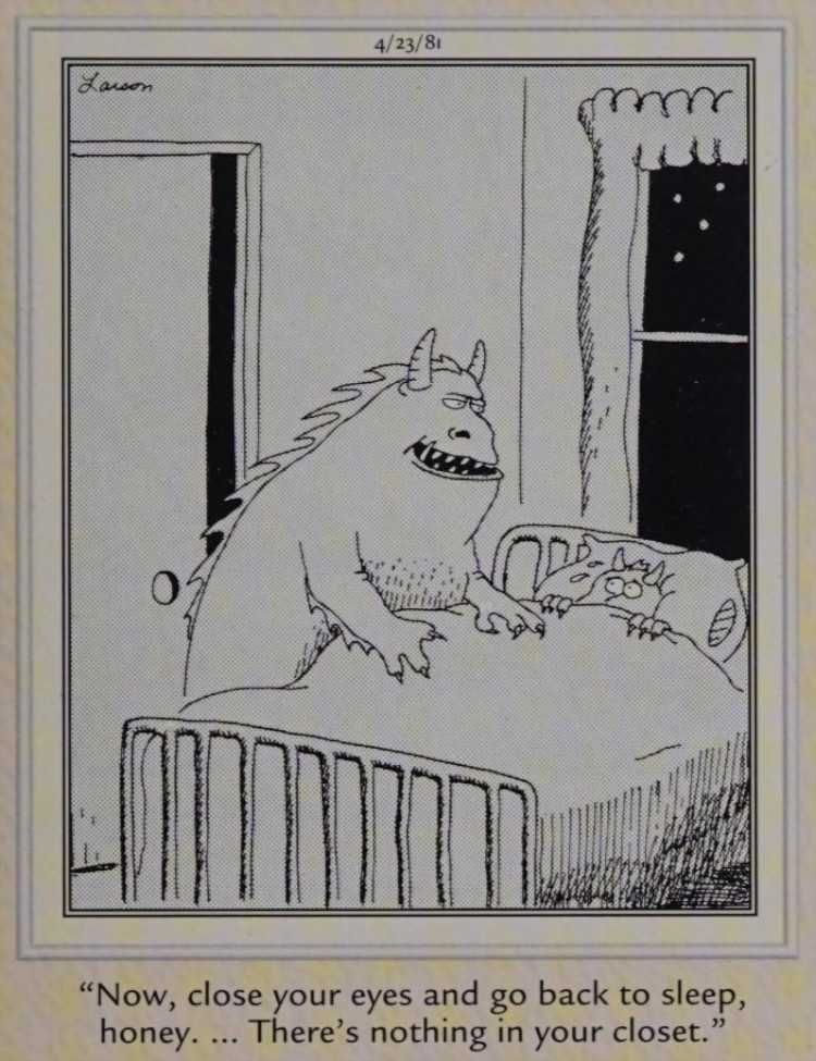 A monster puts its child to bed