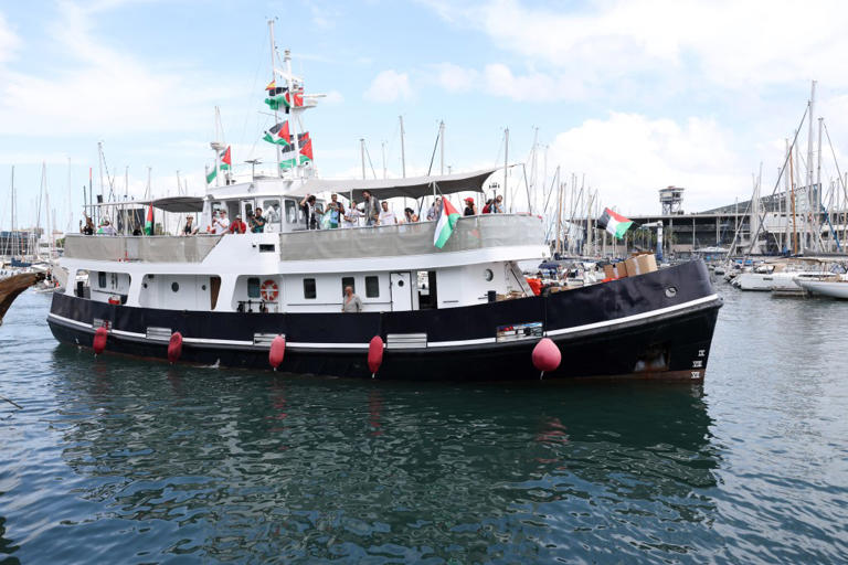 Greta’s boat had to return to port after storms hit the Mediterranean. AFP via Getty Images