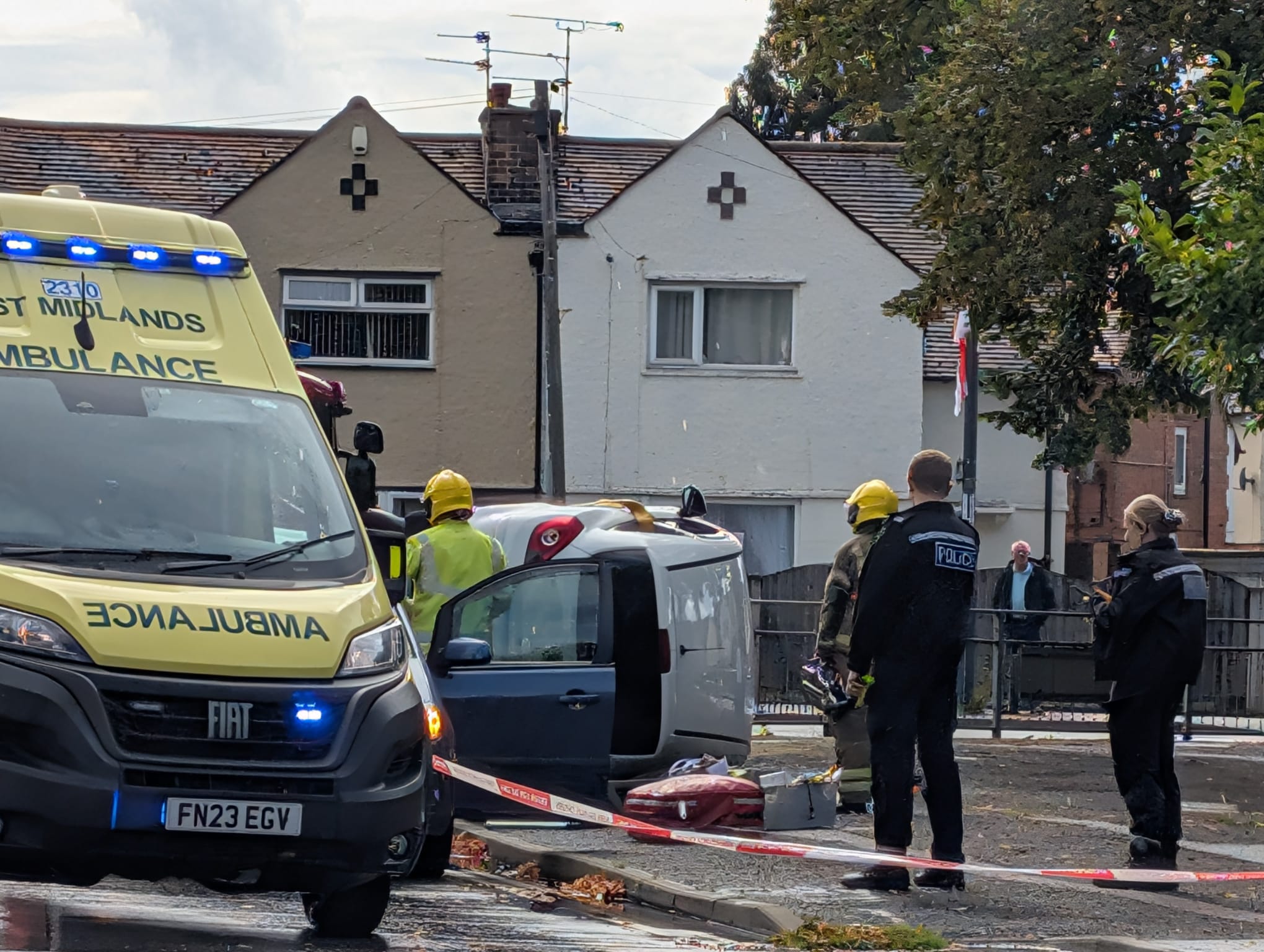 Serious car accident in Derby: Overturned car spotted at Ascot Drive ...