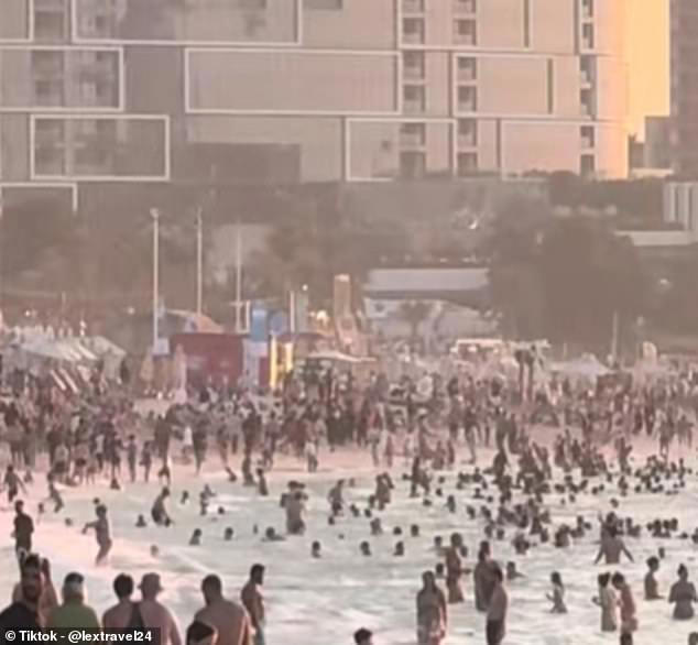 One person shared a video of a packed beach on TikTok, with the caption: 'So crowded'