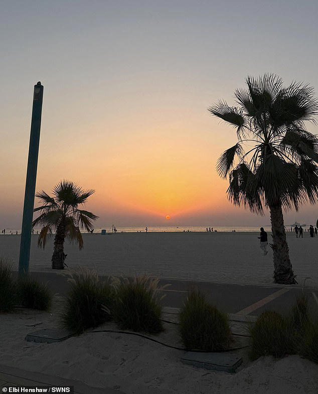Elbi has been forced to pick up extra shifts at the gym and now works six days a week. Pictured: A beach in Dubai&nbsp;